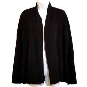 Birch Hill Vintage Sweater Blazer Open Front Jacket XL Black Rayon Blend Stretch